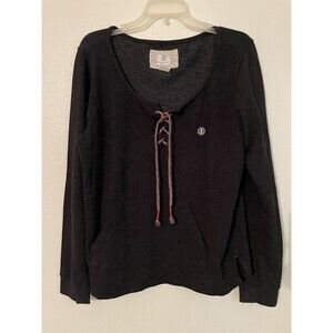 Element Sweater Large Dark Gray Hand Pocket Tie Neck